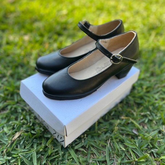 BLACK MEXICAN FOLKLORICO LEATHER SHOES FOR WOMEN WITH EXTRA CUSHION - Picture 4 of 6